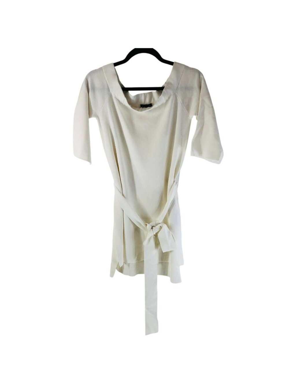 Massimo Dutti Tunic Top Heavy Knit Belted Off Shoulder White Size L